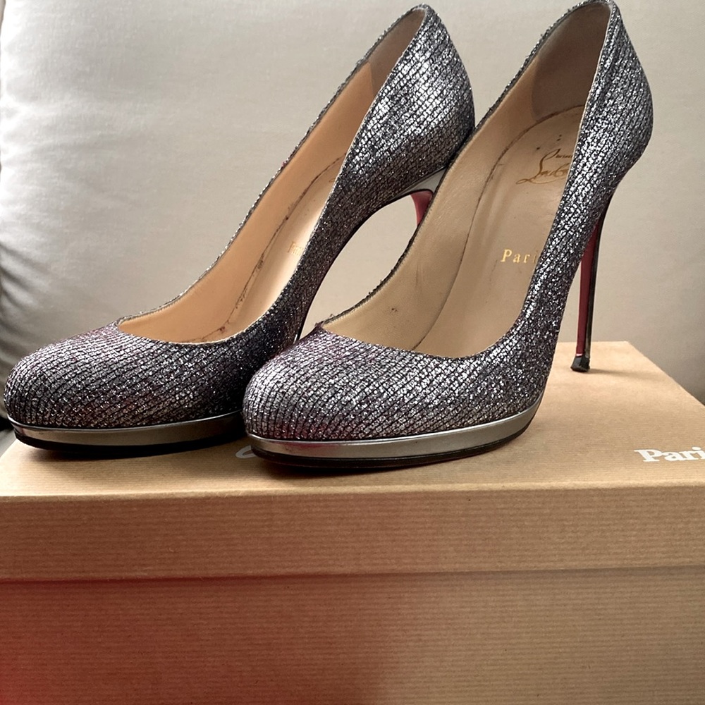 Christian Louboutin Filo 120 Lady Glitter/Specchio Silver Heels size 39